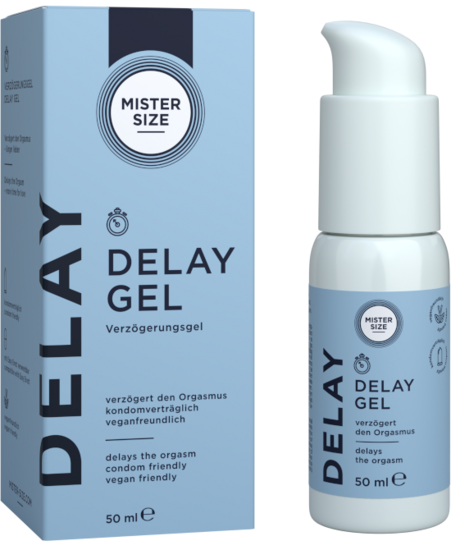 Mister Size Delay Gel carton and pump dispenser bottle